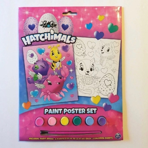 Hatchimals 2 paint posters paints and paintbrush set - Picture 1 of 6